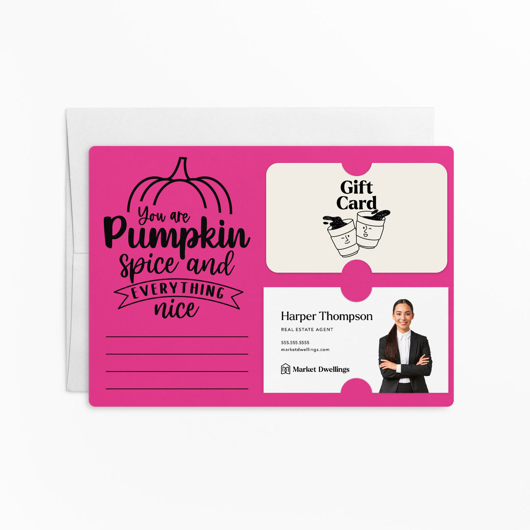 Set of "You Are Pumpkin Spice & Everything Nice" Gift Card & Business Card Holder Mailers | Envelopes Included | M38-M008