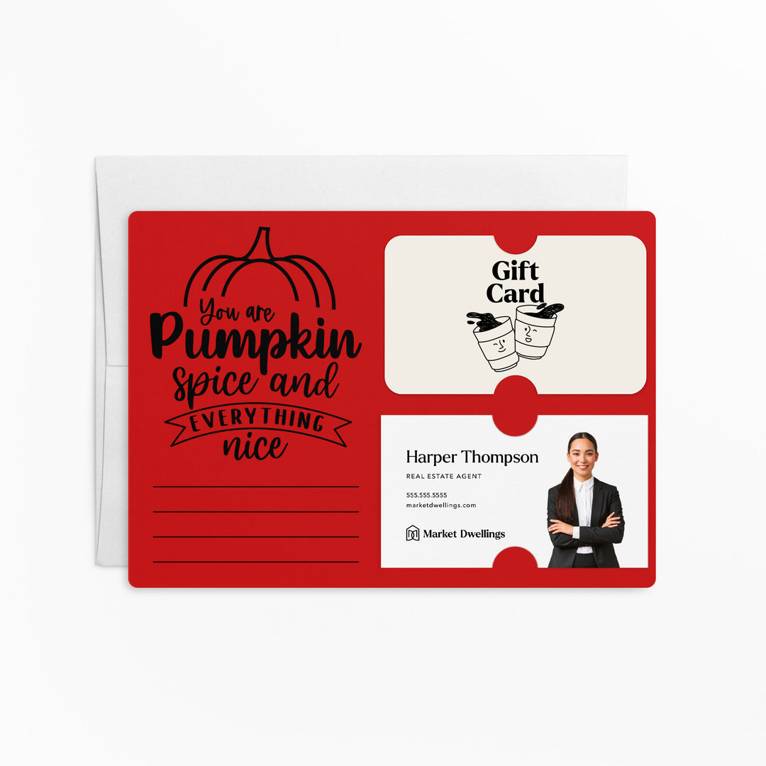 Set of "You Are Pumpkin Spice & Everything Nice" Gift Card & Business Card Holder Mailers | Envelopes Included | M38-M008
