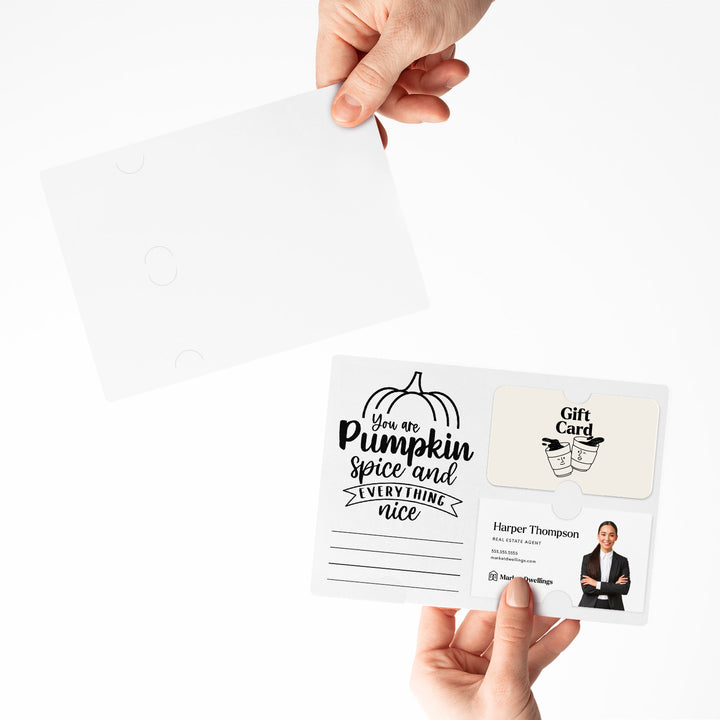 Set of "You Are Pumpkin Spice & Everything Nice" Gift Card & Business Card Holder Mailers | Envelopes Included | M38-M008 Mailer Market Dwellings