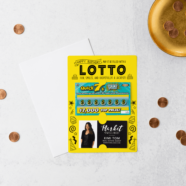 Set of Happy Birthday Scratch-off Lotto Mailer | Envelopes Included | M4-M002 Mailer Market Dwellings LEMON  