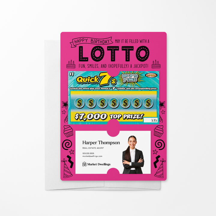 Set of Happy Birthday Lotto Mailers | Envelopes Included Mailer Market Dwellings RAZZLE BERRY
