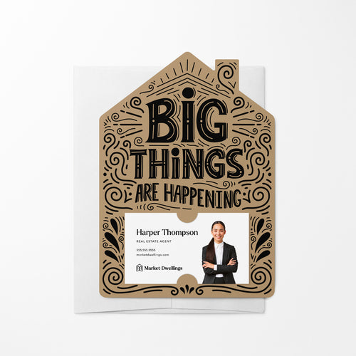 Big Things Are Happening New Real Estate Agent Introduction | Real Estate Mailers with Envelopes Mailer Market Dwellings KRAFT 10