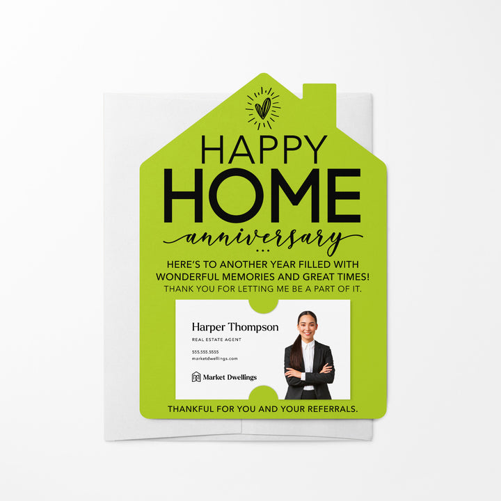 Set of Happy Home Anniversary Mailers | Envelopes Included | M5-M001 Mailer Market Dwellings GREEN APPLE