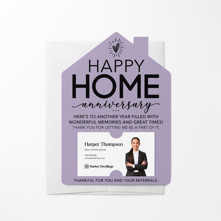 Set of Happy Home Anniversary Mailers | Envelopes Included | M5-M001 Mailer Market Dwellings LIGHT PURPLE