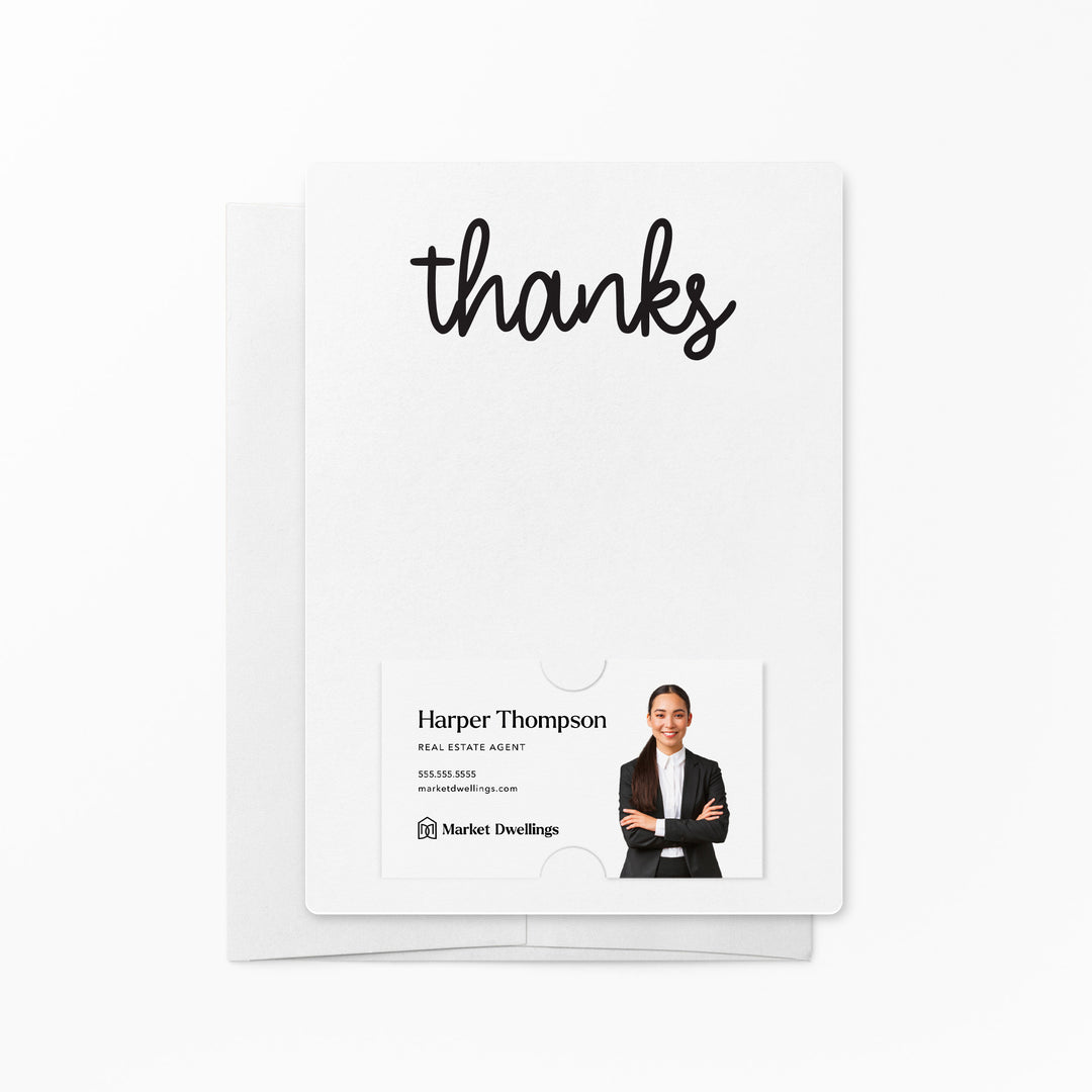 Set of "Thanks" Notecards | Envelopes Included | M5-M007 Notecards Market Dwellings WHITE