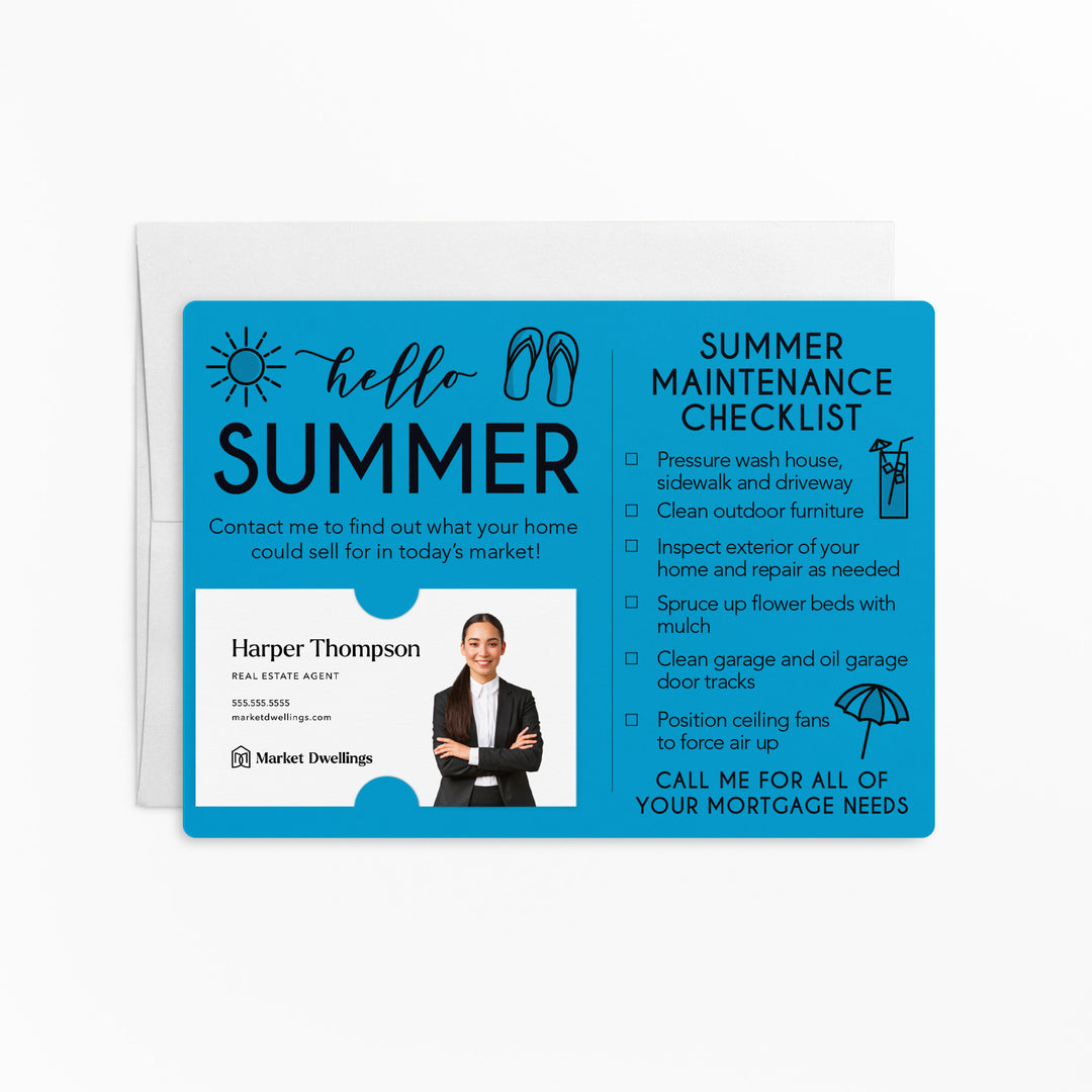Mortgage | Set of "Hello Summer" Mailer | Envelopes Included | M52-M004 Mailer Market Dwellings ARCTIC