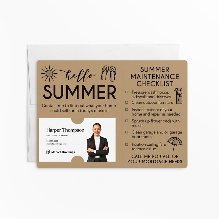 Mortgage | Set of "Hello Summer" Mailer | Envelopes Included | M52-M004 Mailer Market Dwellings KRAFT