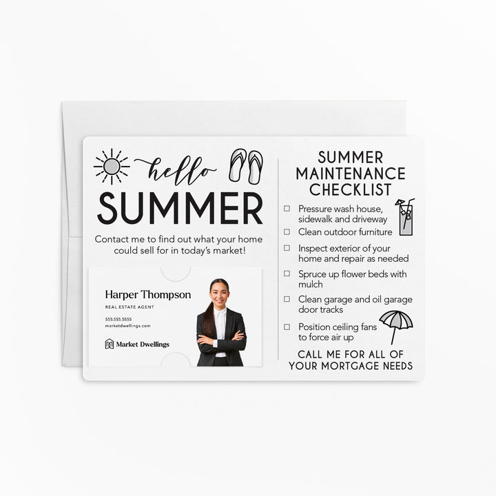 Mortgage | Set of "Hello Summer" Mailer | Envelopes Included | M52-M004 Mailer Market Dwellings WHITE