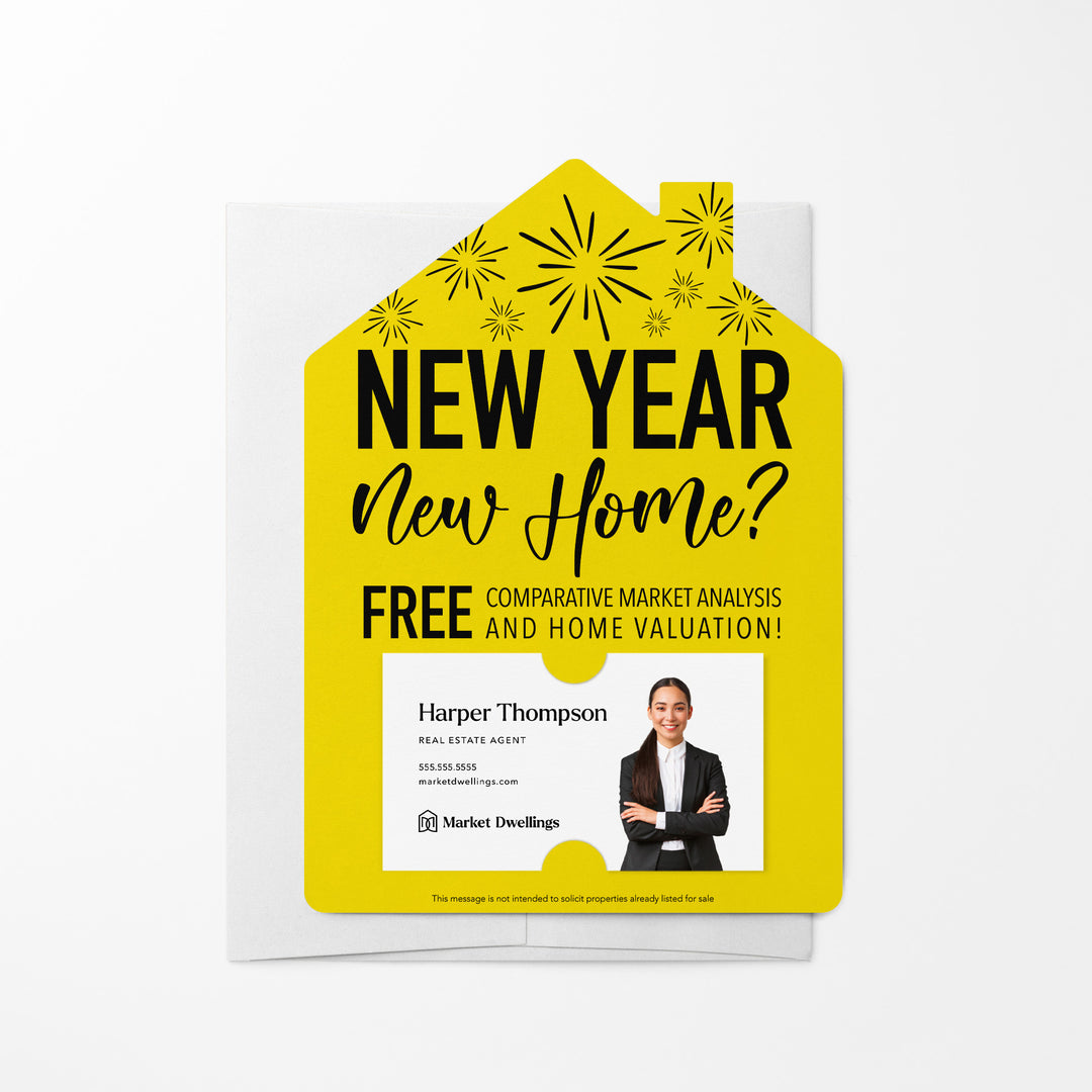 Set of New Year, New Home New Years Mailers | Envelopes Included | M6-M001 Mailer Market Dwellings LEMON