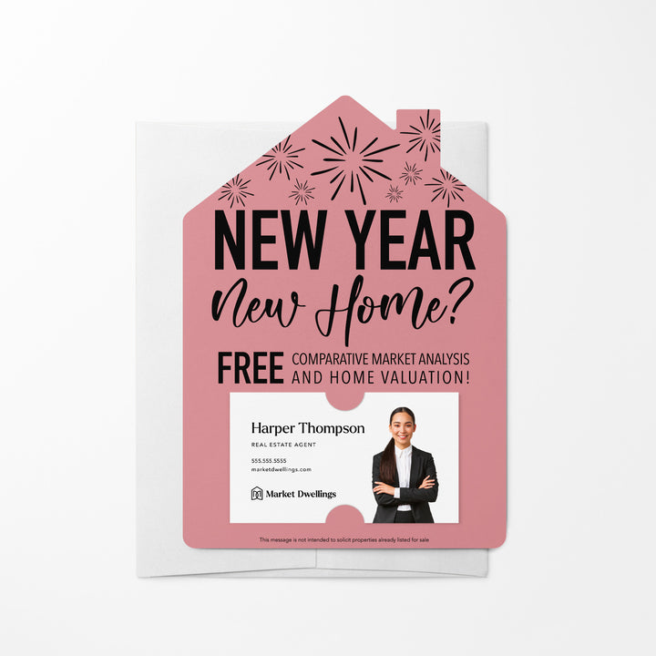 Set of New Year, New Home New Years Mailers | Envelopes Included | M6-M001 Mailer Market Dwellings LIGHT PINK