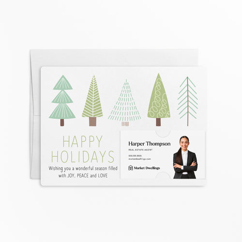 Happy Holidays with Green Trees | Mailers with Envelopes Mailer Market Dwellings