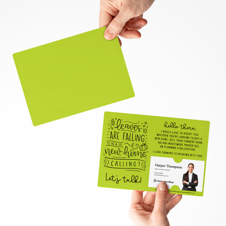 Set of "Leaves are Falling is a New Home Calling?" Fall Real Estate Mailers | Envelopes Included | M69-M003 Mailer Market Dwellings