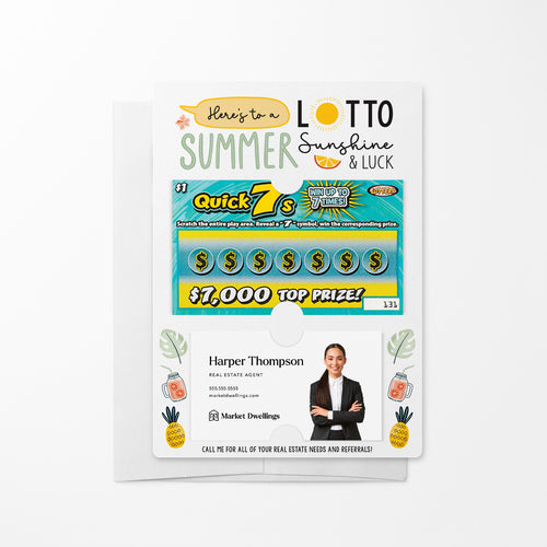 Here's to a LOTTO Summer Sunshine & Luck | Real Estate Lotto Mailers with Envelopes Mailer Market Dwellings