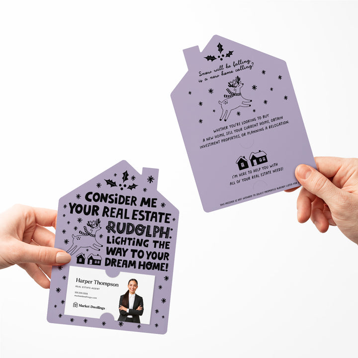 Set of Consider Me Your Real Estate Rudolph: Lighting The Way To Your Dream Home. | Christmas Winter Mailers | Envelopes Included | M81-M001 Mailer Market Dwellings