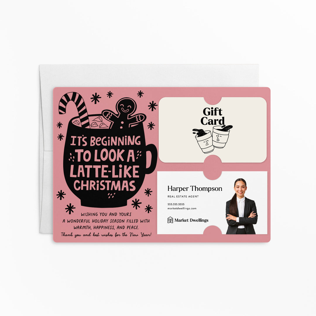 Set of It's Beginning To Look Latte-Like Christmas | Christmas Mailers | Envelopes Included | M84-M008 Mailer Market Dwellings LIGHT PINK