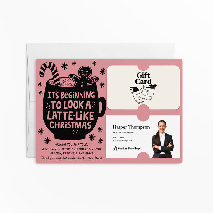 Set of It's Beginning To Look Latte-Like Christmas | Christmas Mailers | Envelopes Included | M84-M008 Mailer Market Dwellings LIGHT PINK