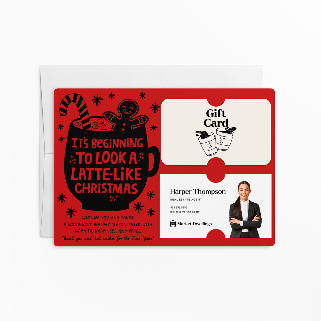 Set of It's Beginning To Look Latte-Like Christmas | Christmas Mailers | Envelopes Included | M84-M008 Mailer Market Dwellings SCARLET