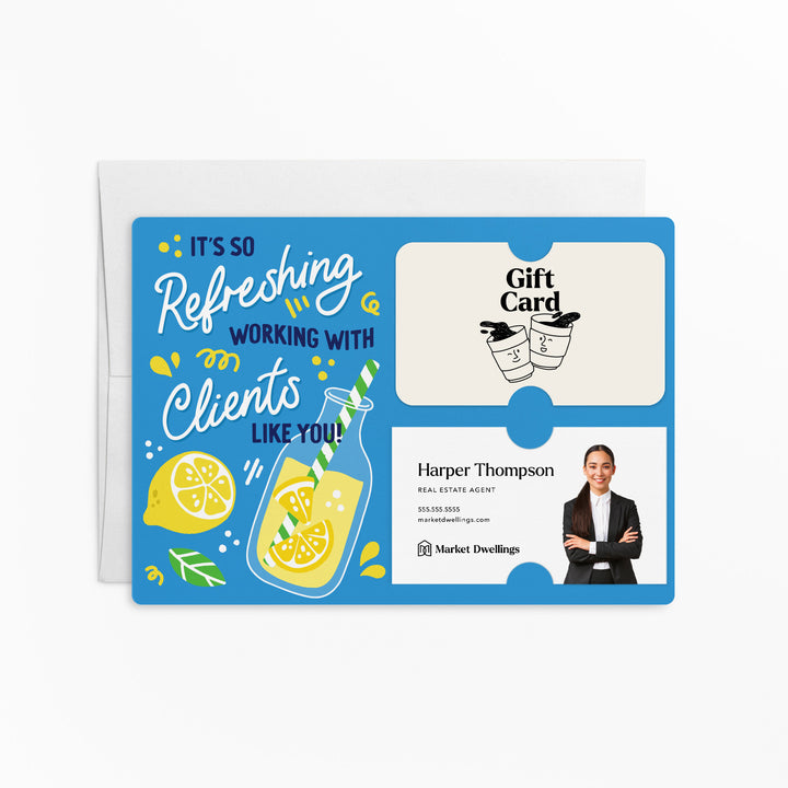 Set of It's So Refreshing Working With Clients Like You! | Summer Mailers | Envelopes Included | M93-M008-AB Mailer Market Dwellings BRIGHT BLUE
