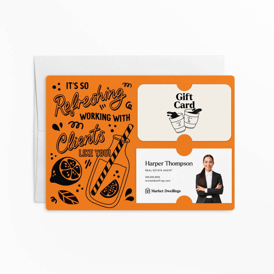 Set of It's So Refreshing Working With Clients Like You! | Summer Mailers | Envelopes Included | M94-M008 Mailer Market Dwellings CARROT