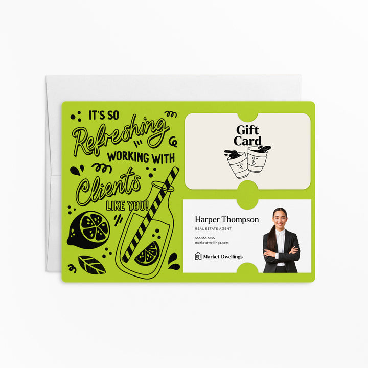 Set of It's So Refreshing Working With Clients Like You! | Summer Mailers | Envelopes Included | M94-M008 Mailer Market Dwellings GREEN APPLE