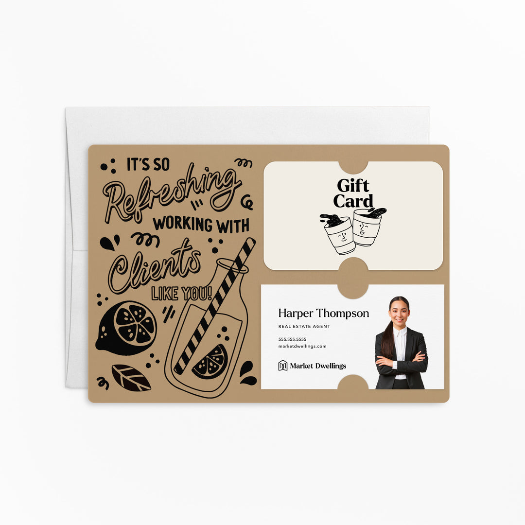 Set of It's So Refreshing Working With Clients Like You! | Summer Mailers | Envelopes Included | M94-M008 Mailer Market Dwellings KRAFT