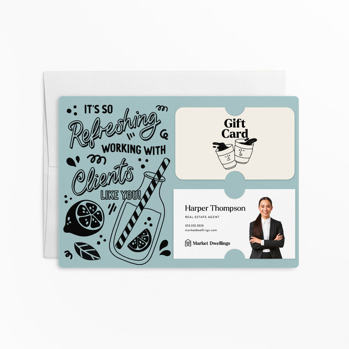 Set of It's So Refreshing Working With Clients Like You! | Summer Mailers | Envelopes Included | M94-M008 Mailer Market Dwellings LIGHT BLUE