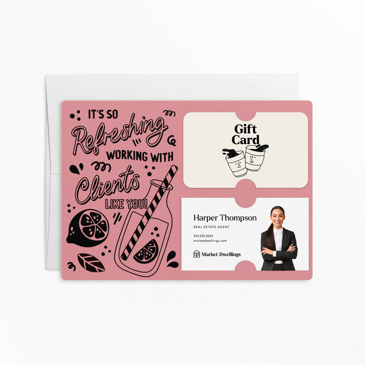 Set of It's So Refreshing Working With Clients Like You! | Summer Mailers | Envelopes Included | M94-M008 Mailer Market Dwellings LIGHT PINK
