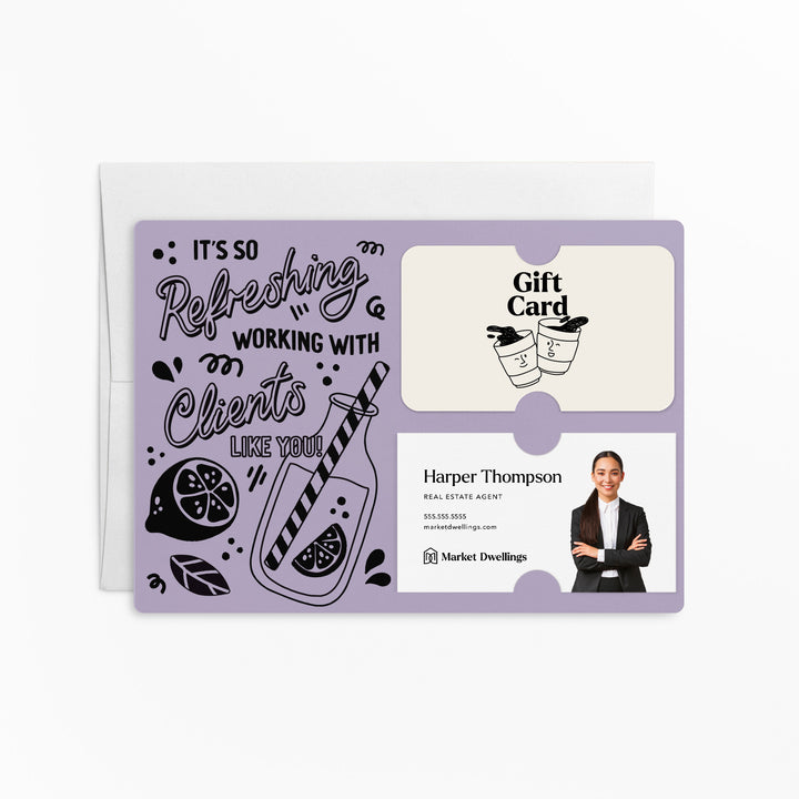 Set of It's So Refreshing Working With Clients Like You! | Summer Mailers | Envelopes Included | M94-M008 Mailer Market Dwellings LIGHT PURPLE