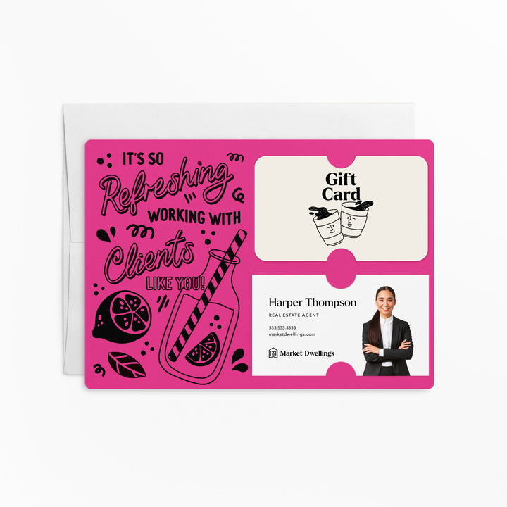 Set of It's So Refreshing Working With Clients Like You! | Summer Mailers | Envelopes Included | M94-M008 Mailer Market Dwellings RAZZLE BERRY