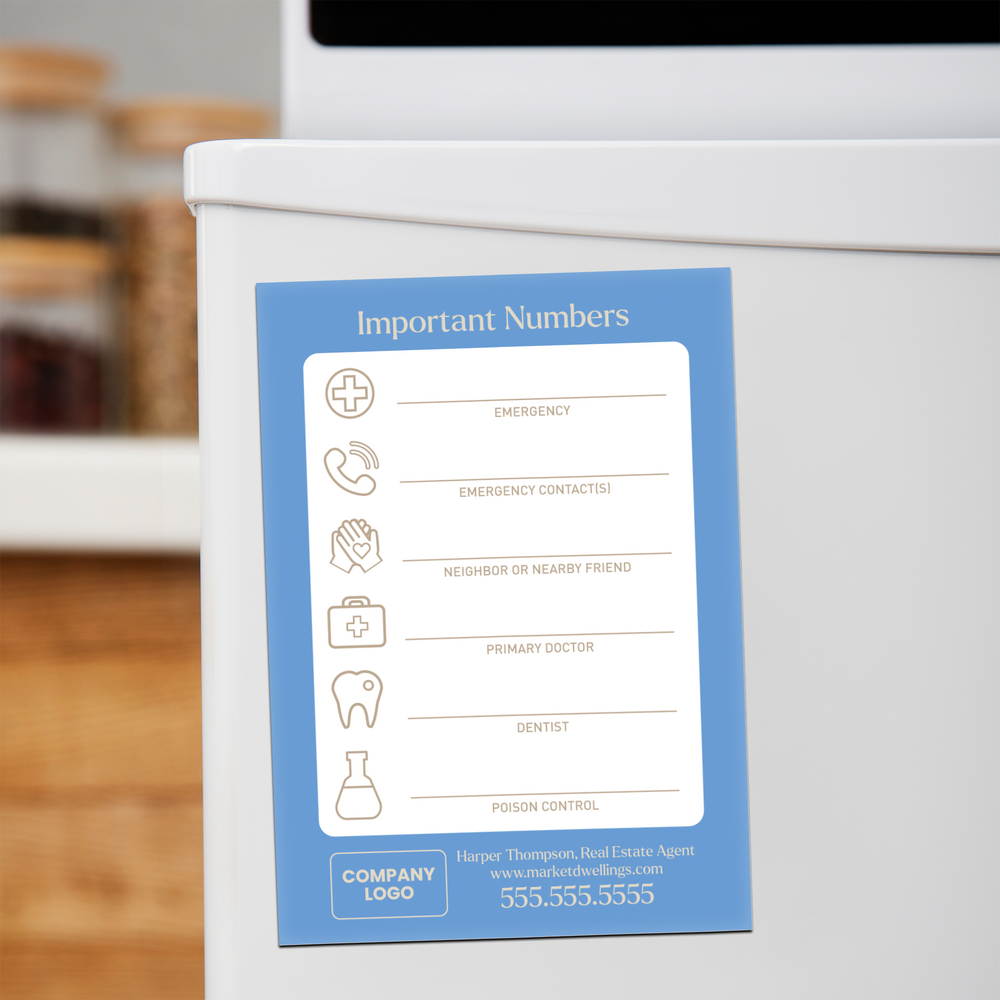 Customizable | Important Emergency Numbers Magnets | DSM-24-AB Magnet Market Dwellings MOONSTONE BLUE