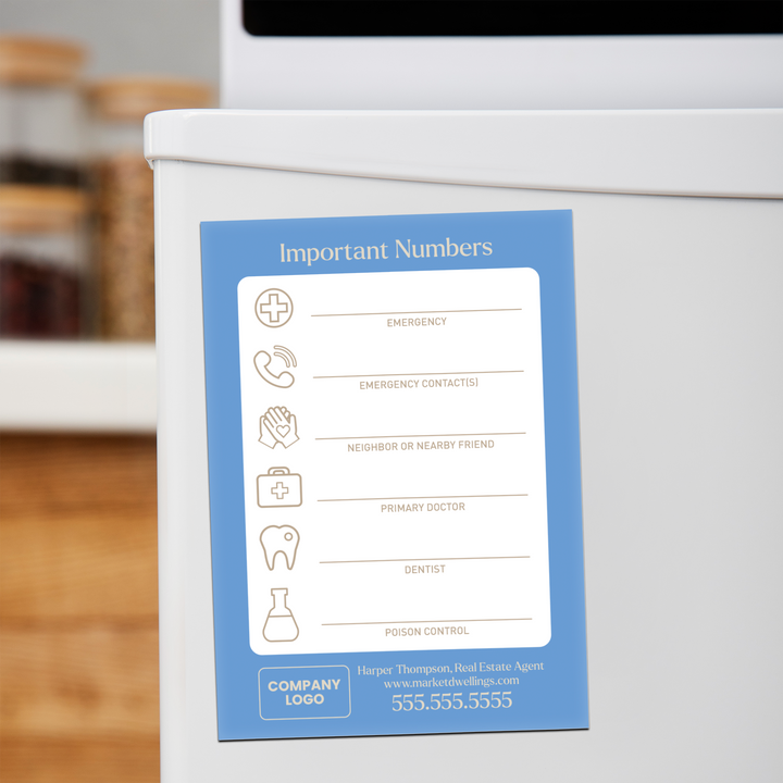 Customizable | Important Emergency Numbers Magnets | DSM-24-AB Magnet Market Dwellings MOONSTONE BLUE