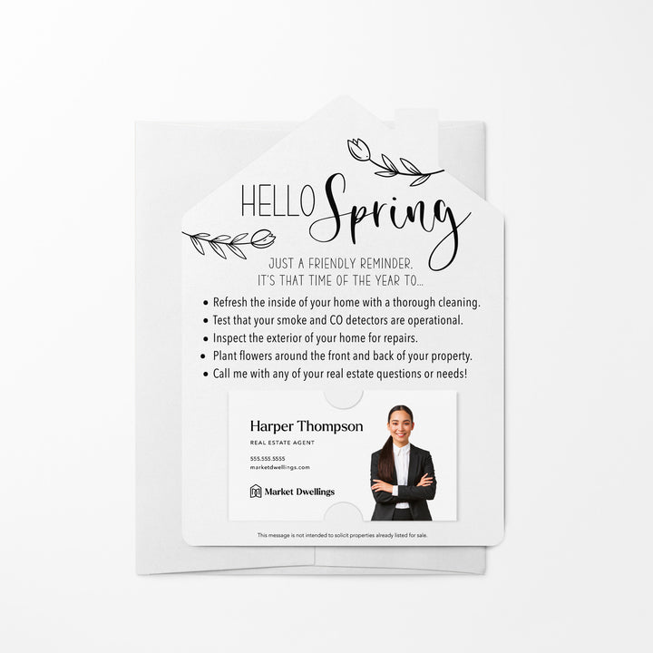 Set of Hello Spring Spring Checklist Real Estate Mailers | Envelopes Included | S1-M001