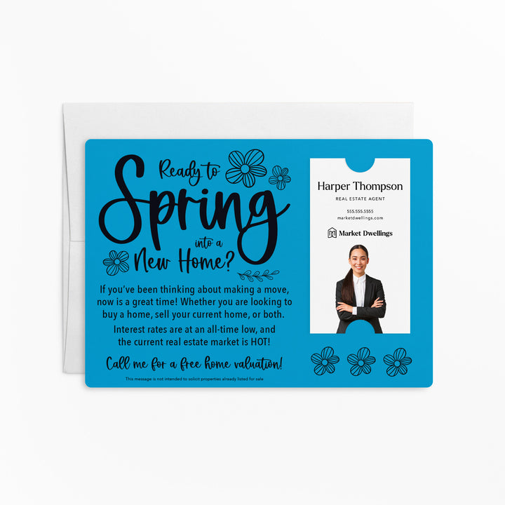 Vertical | Set of "Ready to Spring into a New Home?" Real Estate Mailer | Envelopes Included | S4-M005 Mailer Market Dwellings ARCTIC