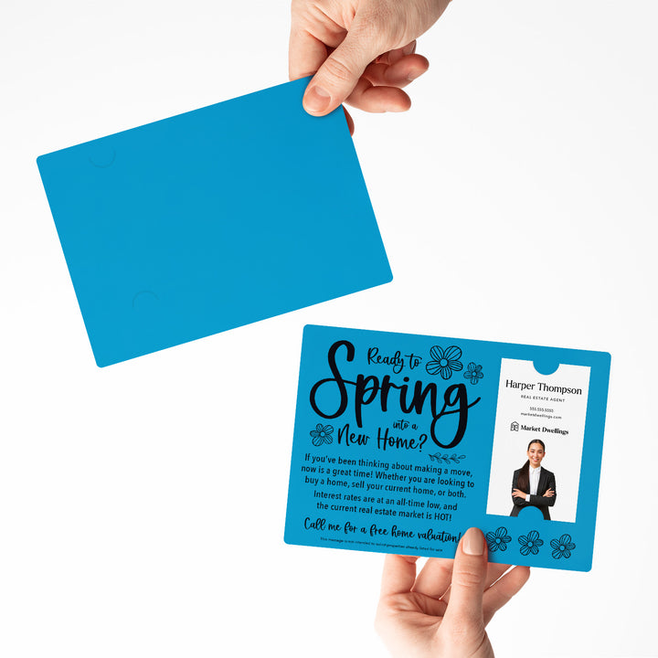 Vertical | Set of "Ready to Spring into a New Home?" Real Estate Mailer | Envelopes Included | S4-M005 Mailer Market Dwellings