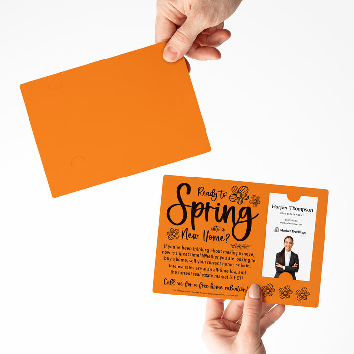 Vertical | Set of "Ready to Spring into a New Home?" Real Estate Mailer | Envelopes Included | S4-M005 Mailer Market Dwellings
