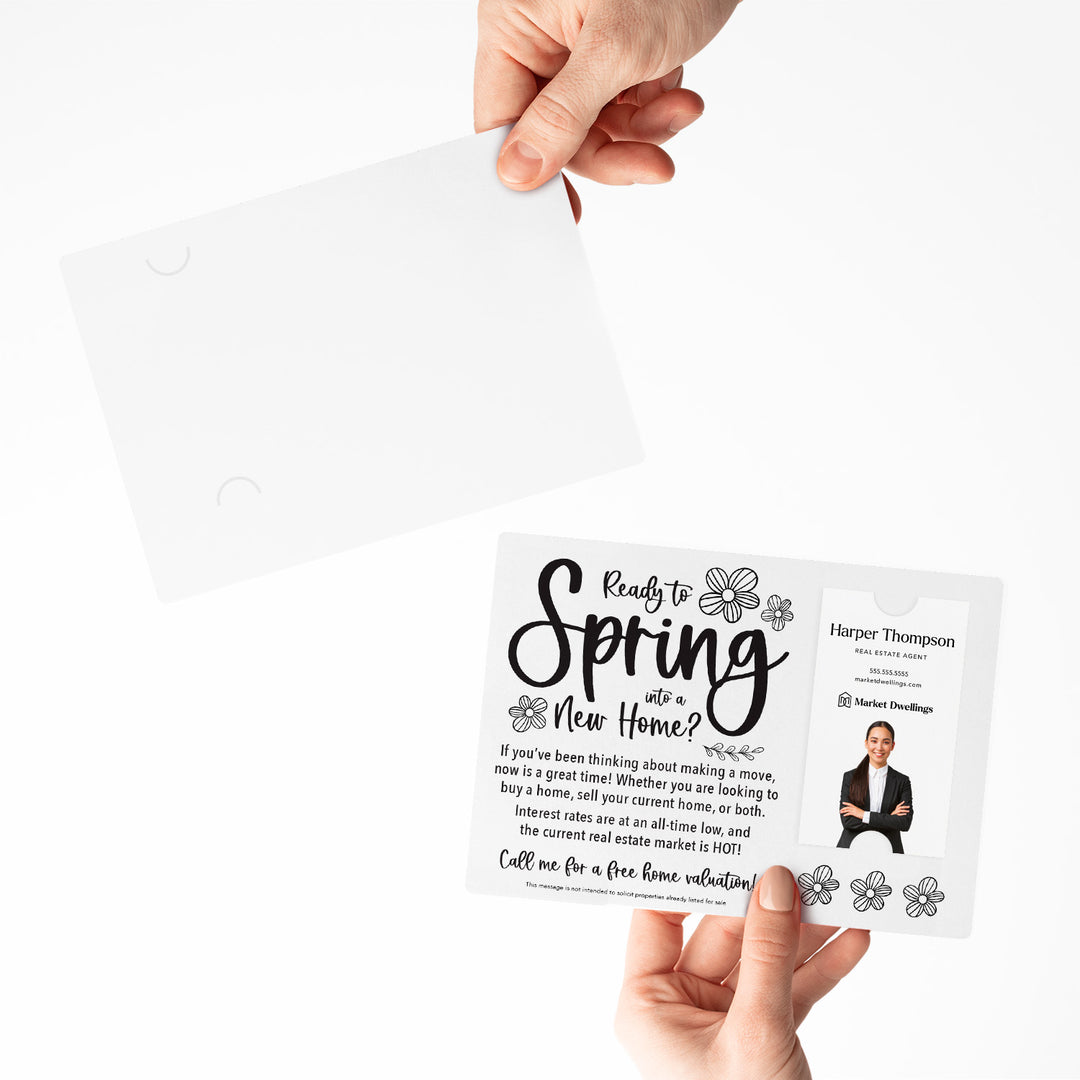 Vertical | Set of "Ready to Spring into a New Home?" Real Estate Mailer | Envelopes Included | S4-M005 Mailer Market Dwellings