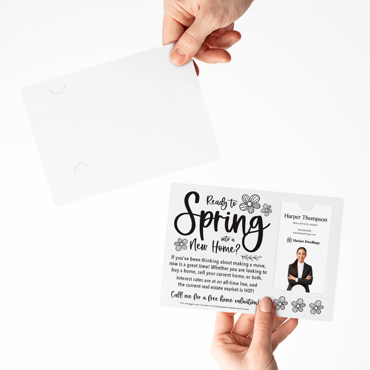 Vertical | Set of "Ready to Spring into a New Home?" Real Estate Mailer | Envelopes Included | S4-M005 Mailer Market Dwellings