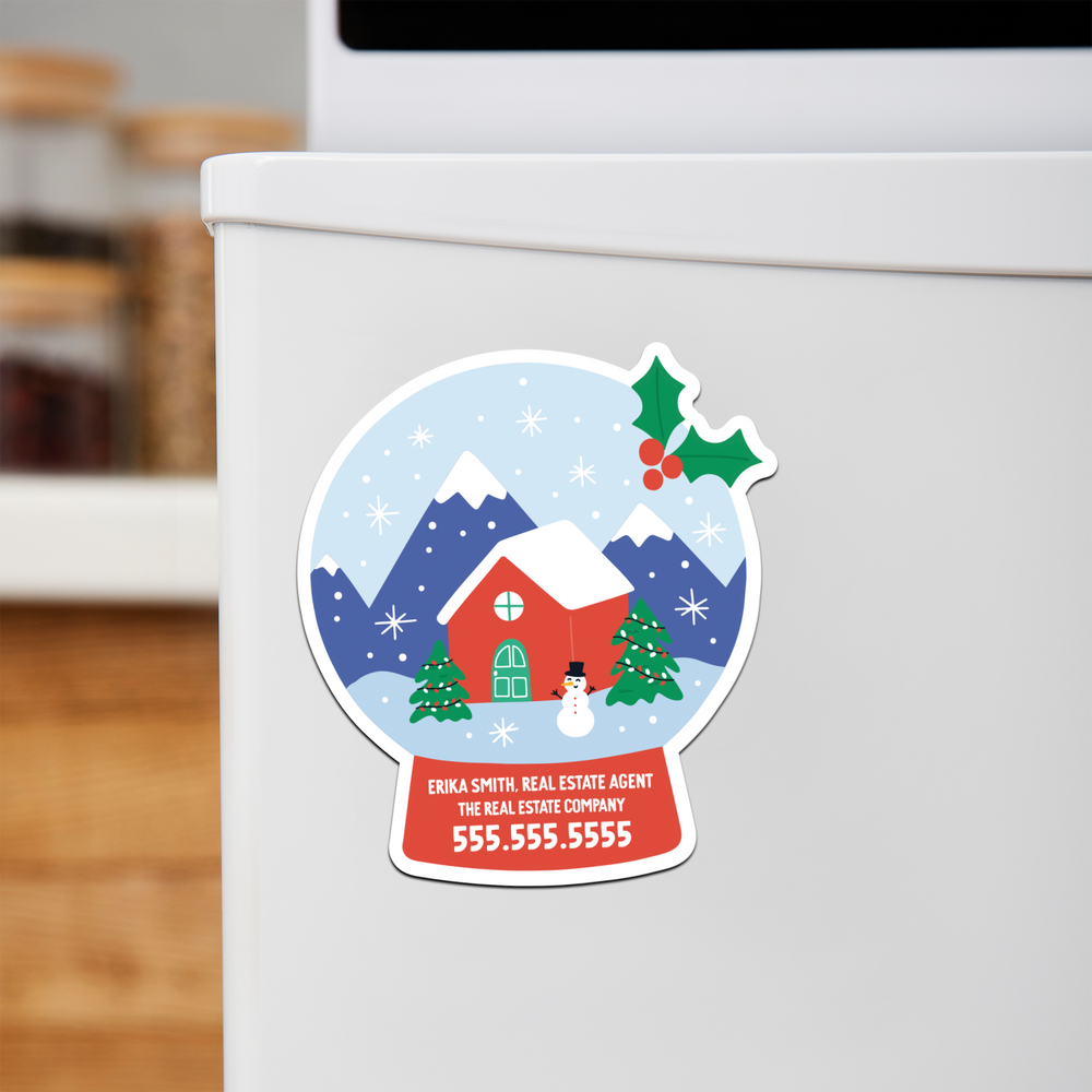 Customizable | Holiday Snow Globe Refrigerator Magnets | DSM-20-AB Magnet Market Dwellings SKY