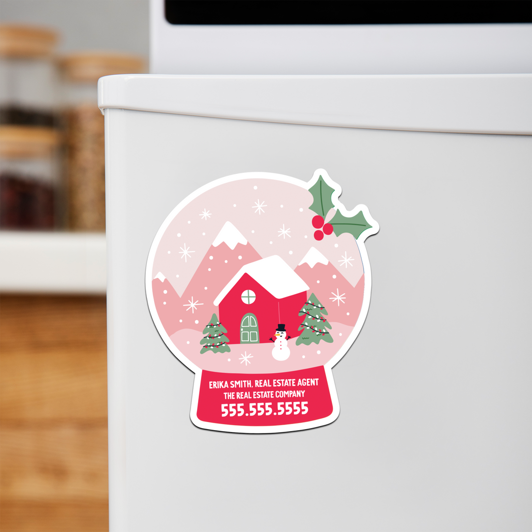 Customizable | Holiday Snow Globe Refrigerator Magnets | DSM-20-AB Magnet Market Dwellings SOFT PINK
