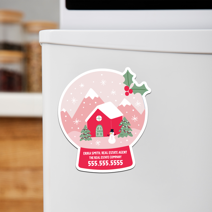 Customizable | Holiday Snow Globe Refrigerator Magnets | DSM-20-AB Magnet Market Dwellings SOFT PINK
