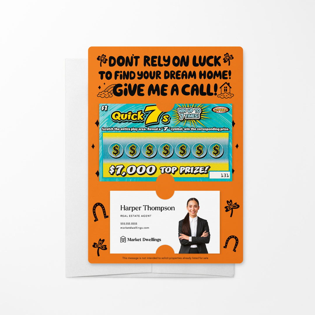 Set of Don't Rely on Luck to Find Your Dream Home Lotto Mailers | Envelopes Included Mailer Market Dwellings CARROT