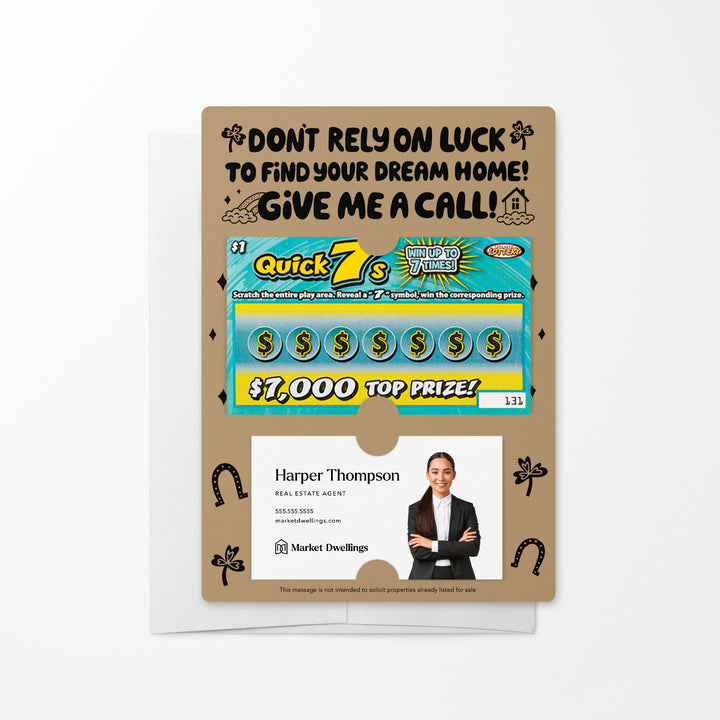 Set of Don't Rely on Luck to Find Your Dream Home Lotto Mailers | Envelopes Included Mailer Market Dwellings KRAFT