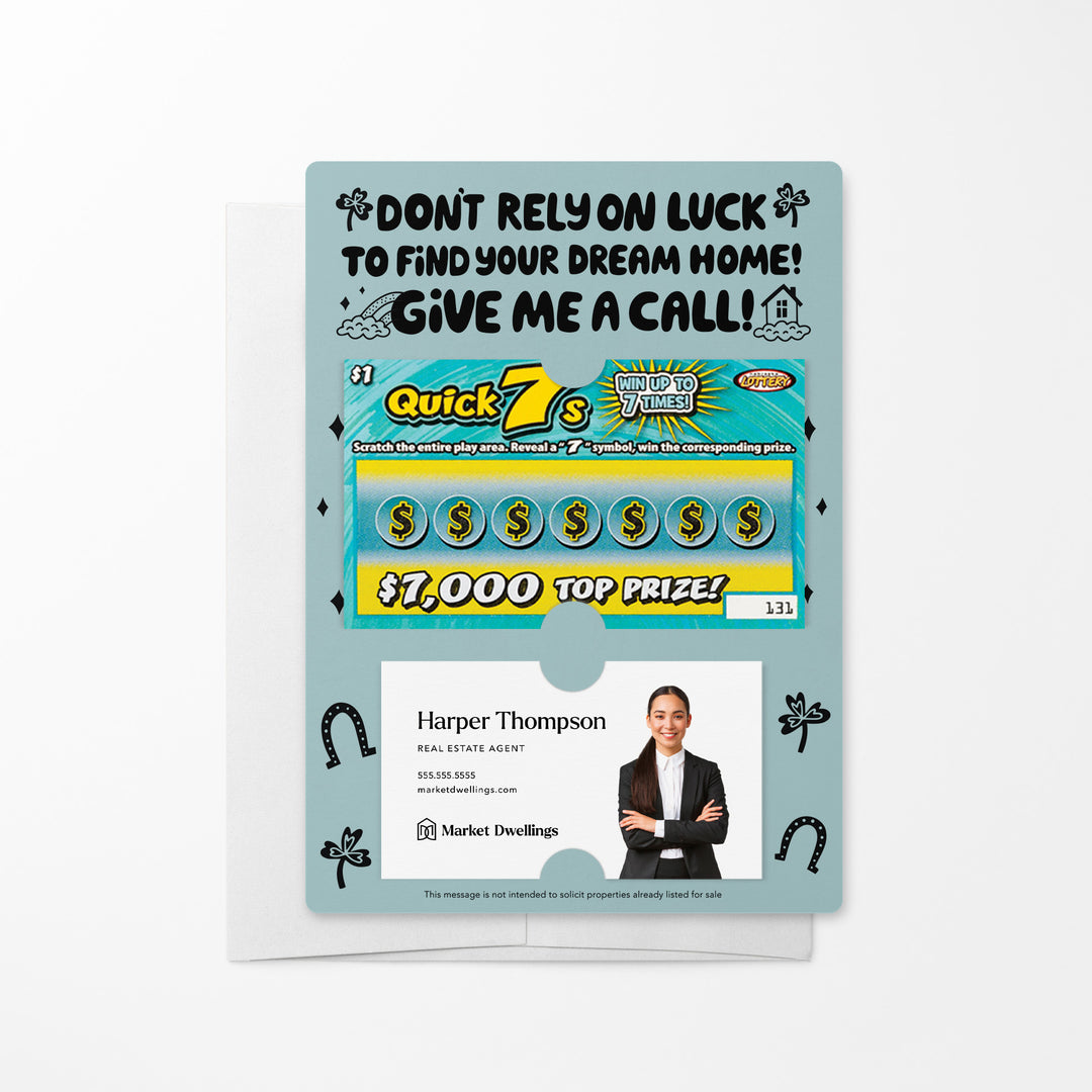 Set of Don't Rely on Luck to Find Your Dream Home Lotto Mailers | Envelopes Included Mailer Market Dwellings LIGHT BLUE