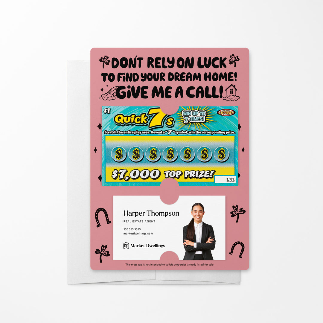 Set of Don't Rely on Luck to Find Your Dream Home Lotto Mailers | Envelopes Included Mailer Market Dwellings LIGHT PINK