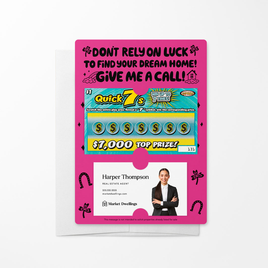 Set of Don't Rely on Luck to Find Your Dream Home Lotto Mailers | Envelopes Included Mailer Market Dwellings RAZZLE BERRY