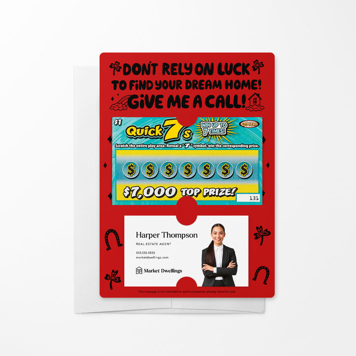 Set of Don't Rely on Luck to Find Your Dream Home Lotto Mailers | Envelopes Included Mailer Market Dwellings SCARLET