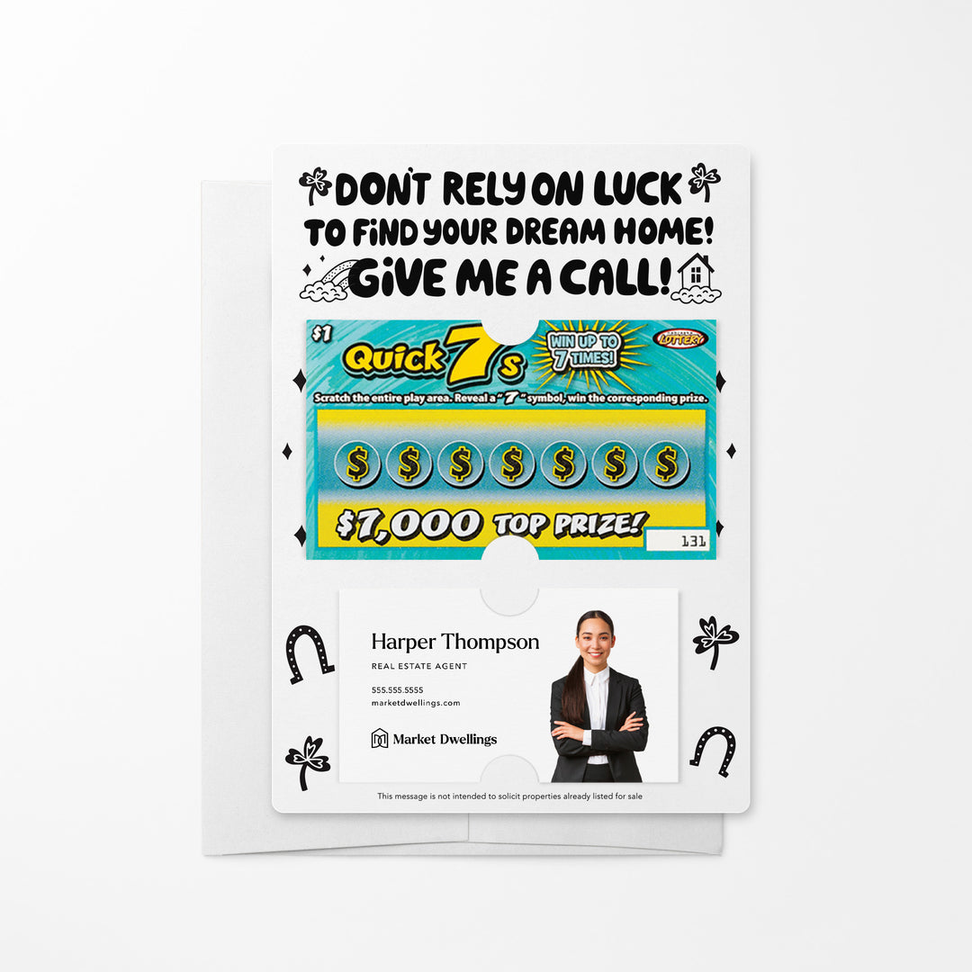 Set of Don't Rely on Luck to Find Your Dream Home Lotto Mailers | Envelopes Included Mailer Market Dwellings WHITE