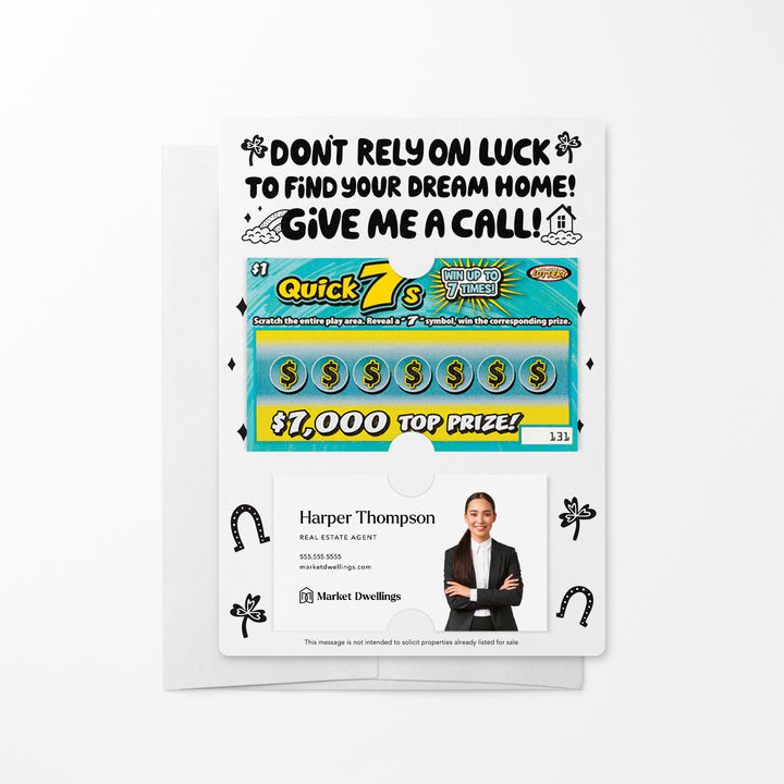 Set of Don't Rely on Luck to Find Your Dream Home Lotto Mailers | Envelopes Included Mailer Market Dwellings WHITE