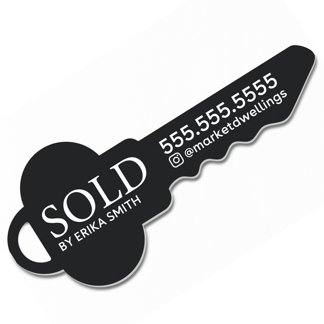 Customizable | Sold Real Estate Key Sign | Photo Prop | DSY-13-AB Key Sign Market Dwellings