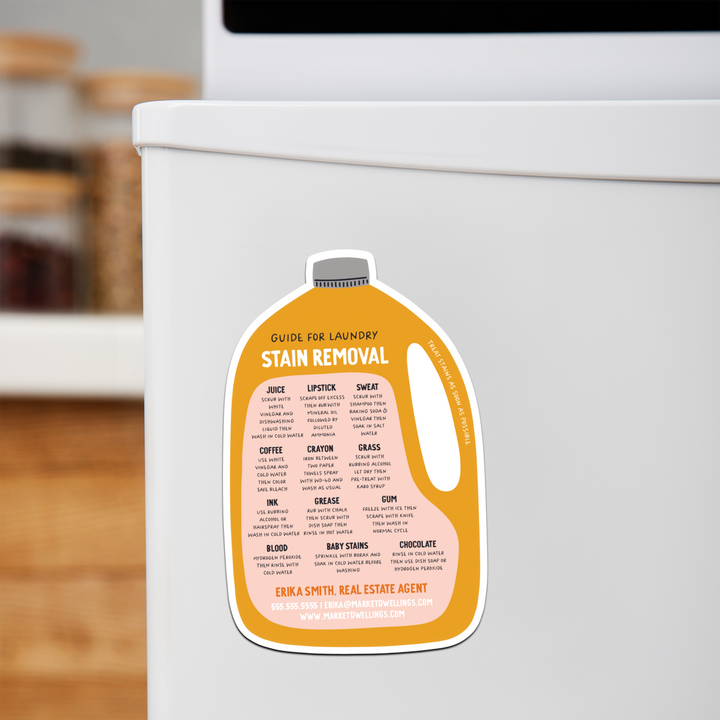Customizable | Guide For Laundry Stain Removal Refrigerator Magnets | DSM-09-AB Magnet Market Dwellings TANGERINE